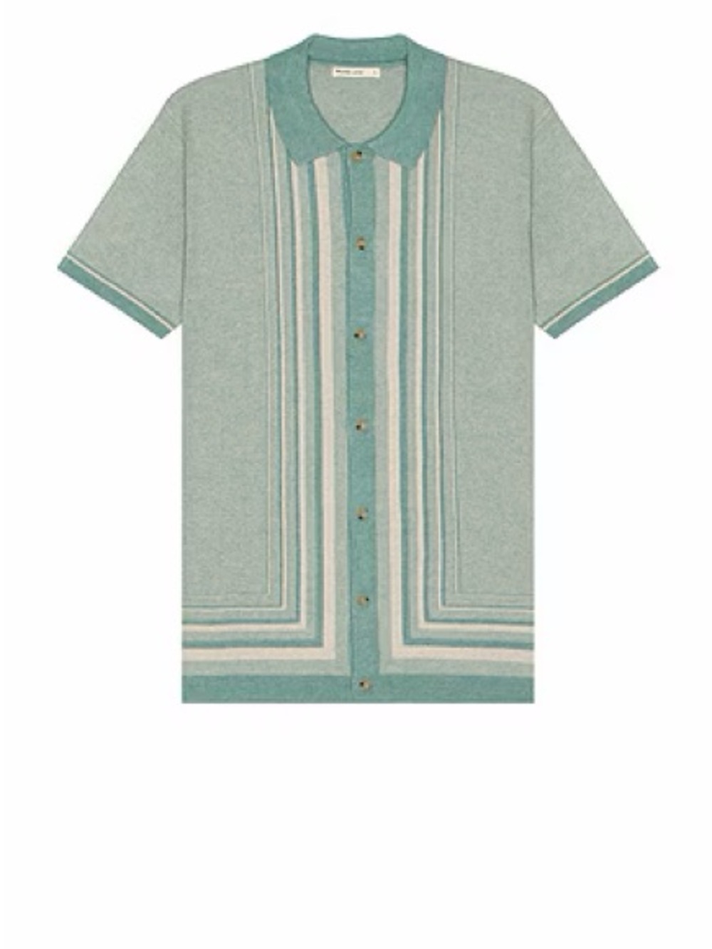 Marine Layer Men's Short-Sleeve Button Shirt in Seafoam and Cream Stripe